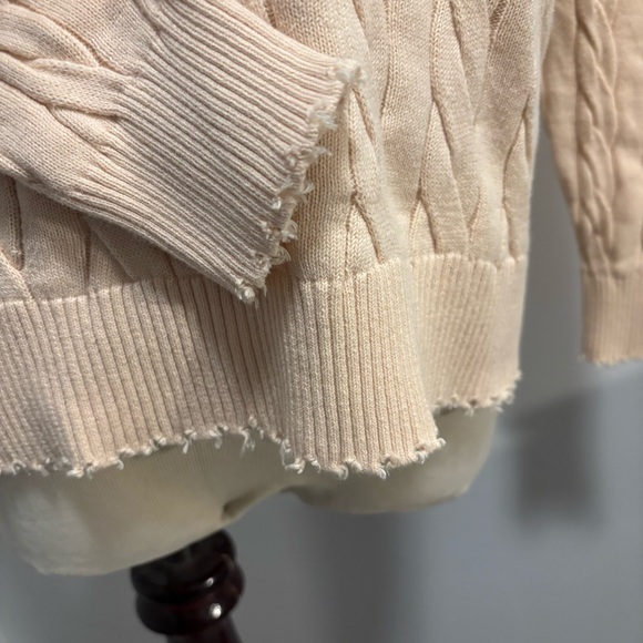 Evereve Distressed Cable Sweater in Cream - Picture 6 of 8